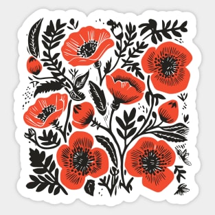 Lino Cut Flowers Sticker